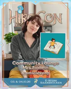 Ankündigungsgrafik Comiclesung mit Mrs.Frollein auf der HiroCon 2026