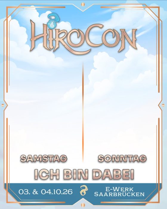 Ich bin dabei Samstag und Sonntag – HiroCon 2026 Rahmen für Instagram-Beiträge, transparent für das eigene Foto