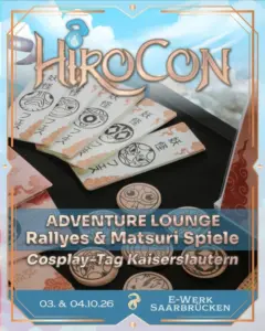 Ankündigungsgrafik Matsuri Spiele, Yokai Siegel & Baumgeister Rallye auf der HiroCon 2026
